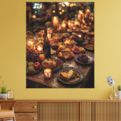 Sierlijke rode wijn bankettafel canvas afdruk (Insitu (Woonkamer))