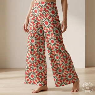 Sierlijke rode zwarte geometrische Arabesque Marok Stof