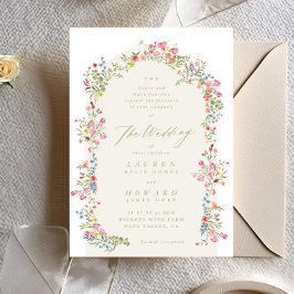 sierlijke romantische bloemenboog lente tuin bruil kaart