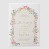 sierlijke romantische bloemenboog lente tuin bruil vellum uitnodigingen (Voorkant)