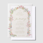sierlijke romantische bloemenboog lente tuin bruil vellum uitnodigingen (Offset)