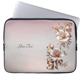 Sierlijke roze bloem laptophoes laptop sleeve
