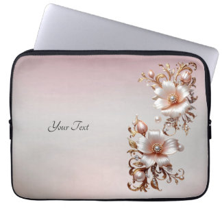 Sierlijke roze bloem laptophoes laptop sleeve