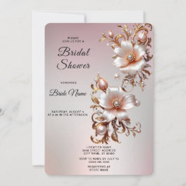 Sierlijke Roze Bloemachtige Bruidsdouche Kaart