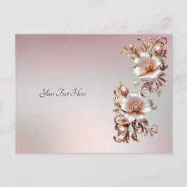 Sierlijke roze bloemen ansichtkaart briefkaart