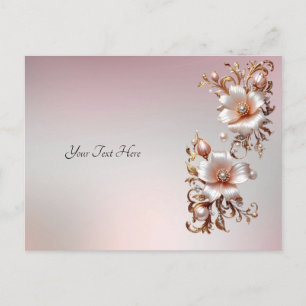 Sierlijke roze bloemen ansichtkaart briefkaart