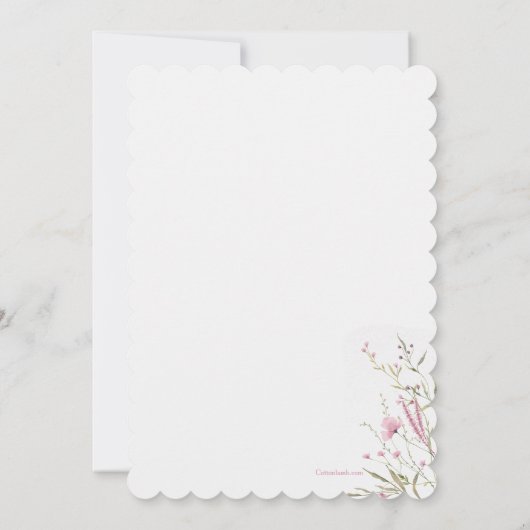 Sierlijke roze bloemen kaart (Achterkant)