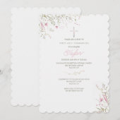 Sierlijke roze bloemen kaart (Voorkant / Achterkant)