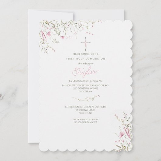 Sierlijke roze bloemen kaart (Voorkant)