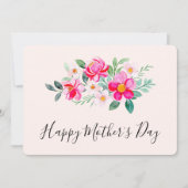 Sierlijke Roze Bloemenboeket Moederdag Feestdagenkaart (Voorkant)