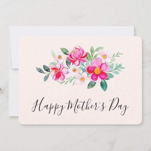 Sierlijke Roze Bloemenboeket Moederdag Feestdagenkaart (Voorkant)