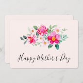 Sierlijke Roze Bloemenboeket Moederdag Feestdagenkaart (Voorkant / Achterkant)