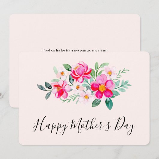 Sierlijke Roze Bloemenboeket Moederdag Feestdagenkaart (Voorkant / Achterkant)