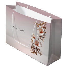 Sierlijke roze bloemengeschenkzak groot cadeauzakje