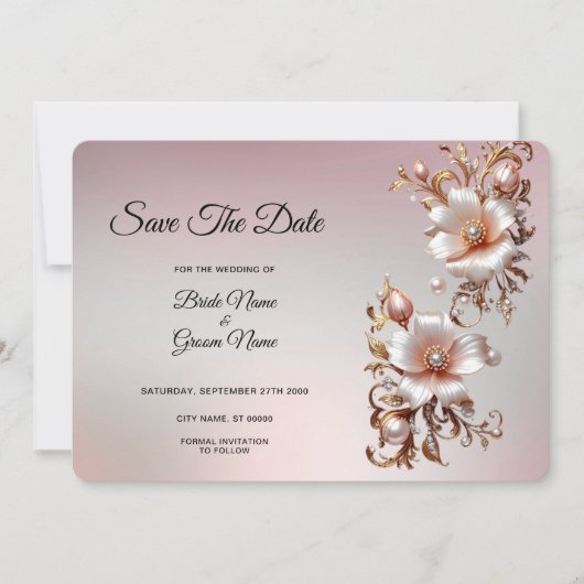 Sierlijke Roze Bloemensave the Date Save The Date (Voorkant)