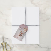 Sierlijke roze bloemensierstickers cadeaulabel (Met Touw)