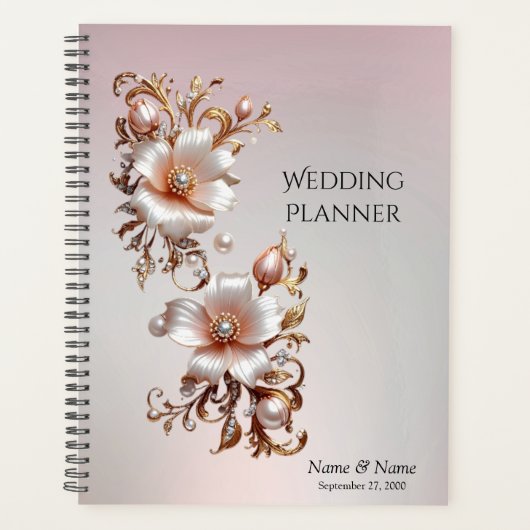 Sierlijke Roze Bloemige Planner (Voorkant)