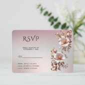 Sierlijke Roze Bloemstuk RSVP Kaart (Staand voorkant)