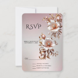 Sierlijke Roze Bloemstuk RSVP Kaart
