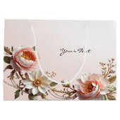 Sierlijke roze en witte bloemen cadeautas (Achterkant)