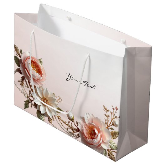 Sierlijke roze en witte bloemen cadeautas (Voorkant Gekanteld)