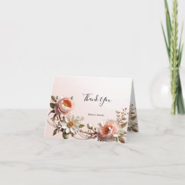Sierlijke roze en witte bloemen dankkaart bedankkaart