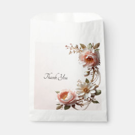 Sierlijke roze en witte bloemen favoriet tas bedankzakje
