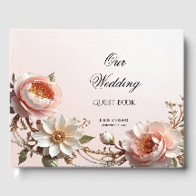 Sierlijke Roze en Witte Bloemen Gastboek