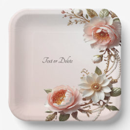 Sierlijke roze en witte bloemen papieren bord