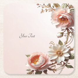 Sierlijke roze en witte bloemen papieren coaster kartonnen onderzetters