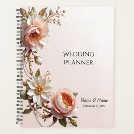 Sierlijke Roze en Witte Bloemen Planner