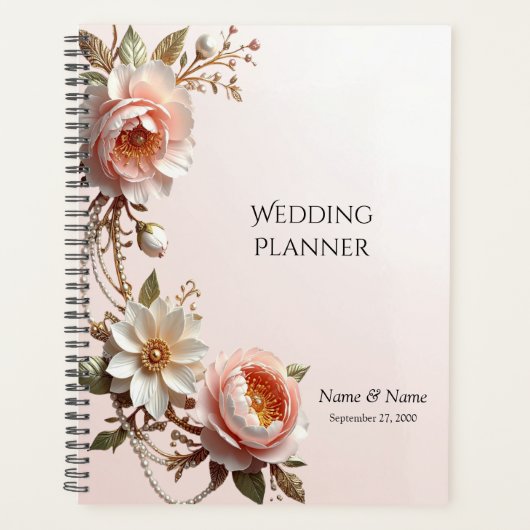 Sierlijke Roze en Witte Bloemen Planner (Voorkant)