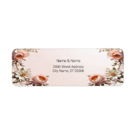 Sierlijke roze en witte bloemen retouradres etiket