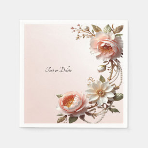 Sierlijke roze en witte bloemen servet