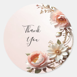 Sierlijke roze en witte bloemen sticker