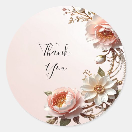 Sierlijke roze en witte bloemen sticker (Voorkant)