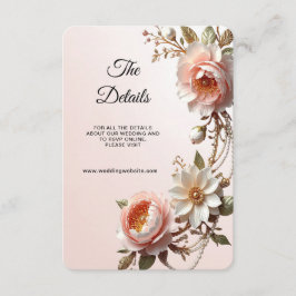 Sierlijke roze en witte bloemendetail  informatiekaartje