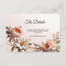 Sierlijke roze en witte bloemendetail informatiekaartje