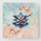 Sierlijke Roze Lotus Zuiverheid Vierkante Klok (Voorkant)