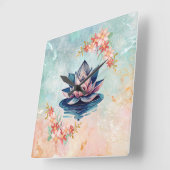 Sierlijke Roze Lotus Zuiverheid Vierkante Klok (Hoek)
