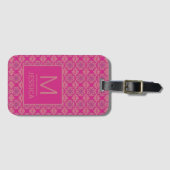 Sierlijke roze paarse geometrische patroon geperso bagagelabel (Voorkant (horizontaal))