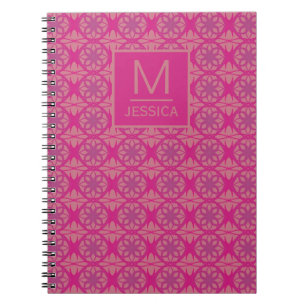 Sierlijke Roze Paarse Geometrische Patroon Geperso Notitieboek