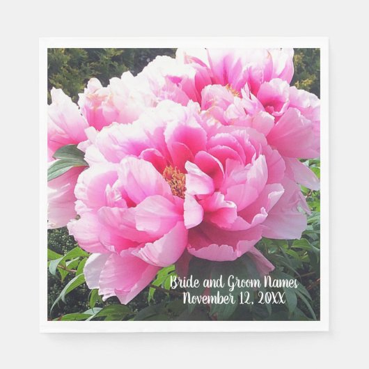 Sierlijke Roze Pioenrozen Servet (Voorkant)