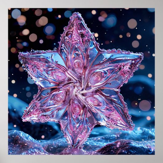Sierlijke roze sterornament poster (Voorkant)