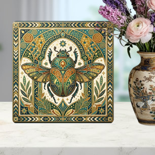 Sierlijke Scarabee Kever Smaragd Teal Goud Art Nou Tegeltje