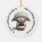 Sierlijke Schattige Schapen Lezen een Boek Keramisch Ornament (Voorkant)