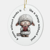 Sierlijke Schattige Schapen Lezen een Boek Keramisch Ornament (Links)