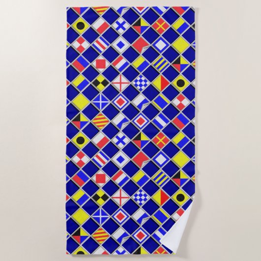 Sierlijke Scheepssignaalvlaggen Dammen op een Strandlaken (Voorkant)