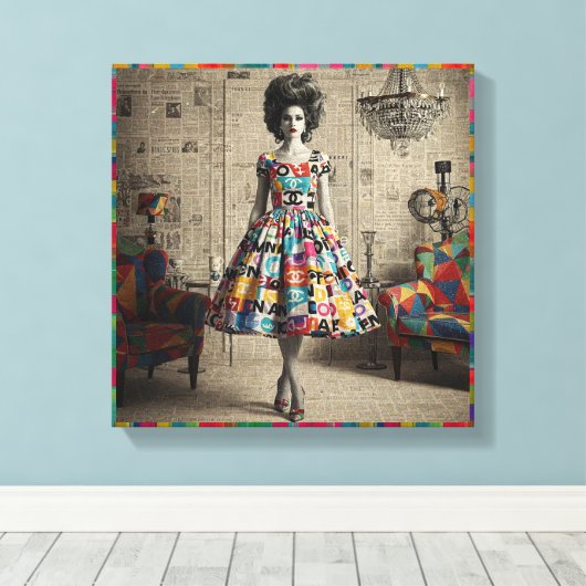 sierlijke schoonheid canvas afdruk (Insitu (Houten vloer))