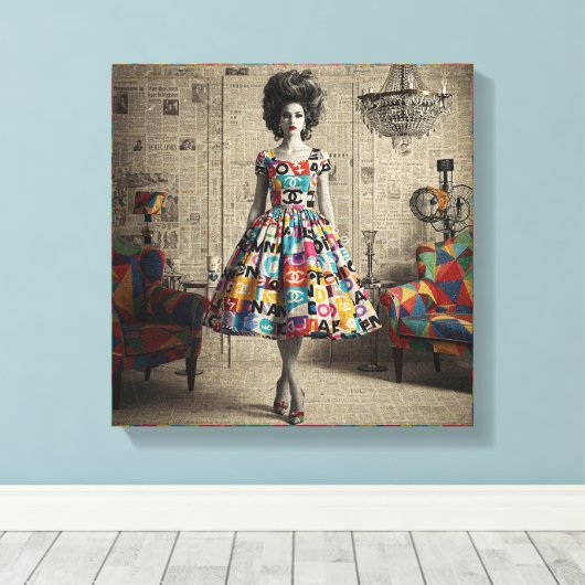 sierlijke schoonheid canvas afdruk (Insitu (Houten vloer))